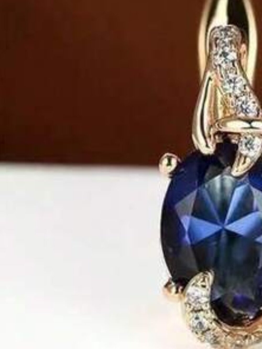 Oval Blue & Clear Halo Stud Earrings For , Claw-Back Setting Jewelr